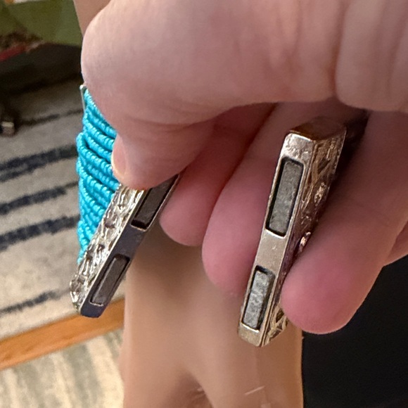 Turquoise and Brown Beaded Bracelet magnetic closure - Picture 2 of 4